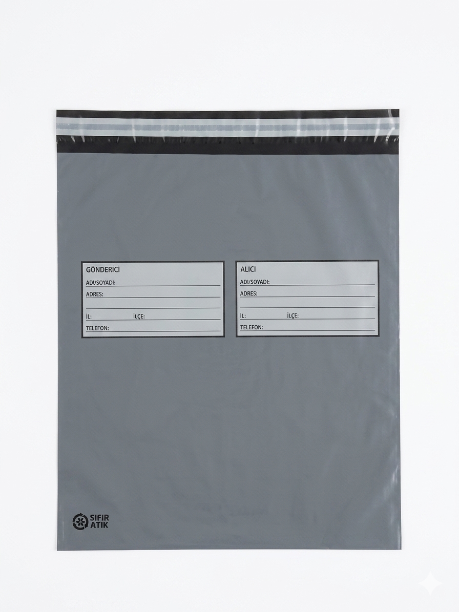 Cepsiz Gri Gönderici Alıcı Baskılı Kargo Poşeti 40x45+5