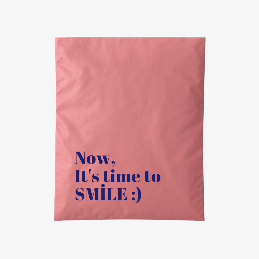 Now, It's time to SMİLE :) Baskılı Cepli Gül Kurusu Kargo Poşeti
