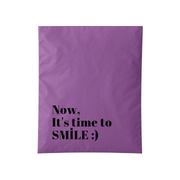 Now, It's time to SMİLE :) Baskılı Cepli Lila Kargo Poşeti