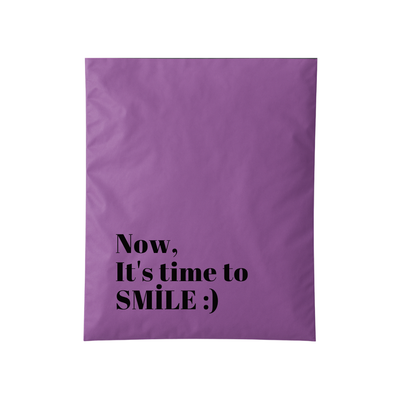 Now, It's time to SMILE Baskılı Cepsiz Lila Kargo Poşeti